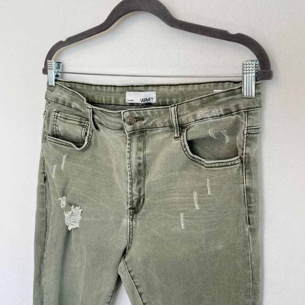 VERVET Women’s Size 32 Distressed Frayed Hem 5 Pocket Ankle Skinny Jeans - Picture 2 of 9